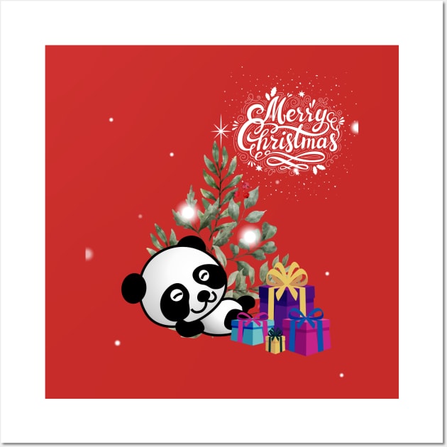 Cute Panda More Christmas Gifts Wall Art by Suga Collection